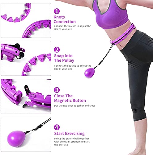 Hula Hoop for Adults Weight Loss, Circle Weighted Hula Hoops 2 in 1 Abdomen Fitness24 Detachable Knots Hula Hoops 360-degree Massage - UTLTY