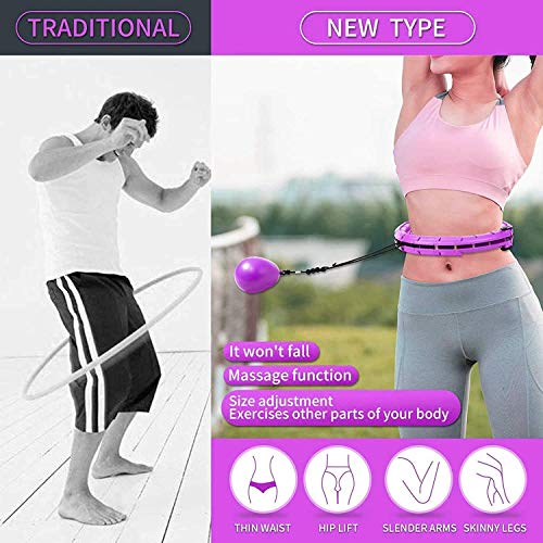 Hula Hoops for Adults Weight Loss, Weighted Hoops 2 in 1 Abdomen Fitness, 24 Detachable Knots Non-Falling Smart Hoola Hoops - UTLTY