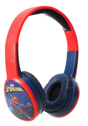 Spider Man Bluetooth Kid Safe Headphones Over The Ear Padded Cushions Flying on a Web Design - UTLTY