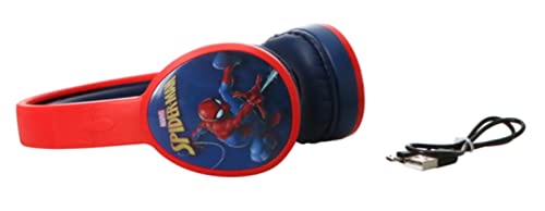 Spider Man Bluetooth Kid Safe Headphones Over The Ear Padded Cushions Flying on a Web Design - UTLTY