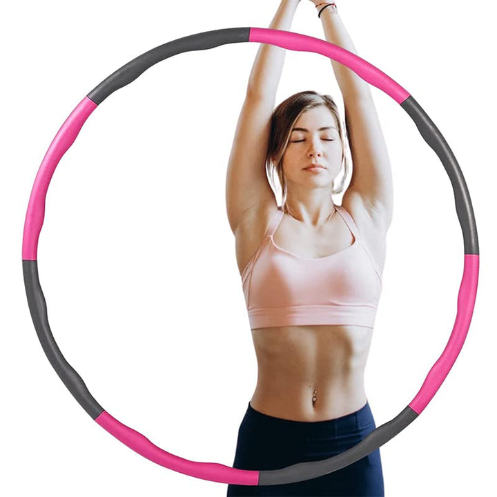 Utlty Exercise Weighted Hula Hoops, 8 Sections Adjustable Wave Massage Fitness Weighted Hoops for Adults Weight Loss. (Pink + Grey) - UTLTY