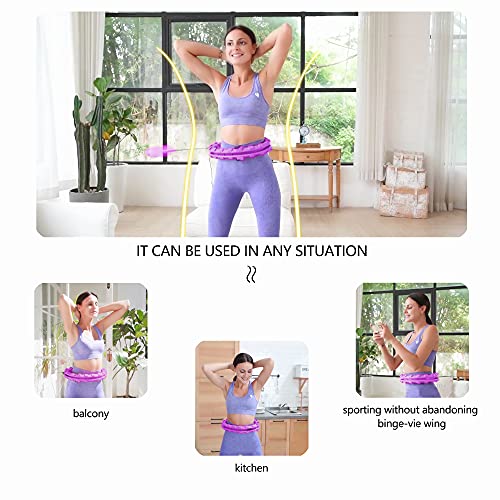 Weighted Hula Smart Hoop for Adults Weight Loss，2 in 1 Abdomen Fitness Massage Hoola Hoops, 24 Detachable Knots Infinity Hoop, Non-Falling Fitness Hoops - UTLTY