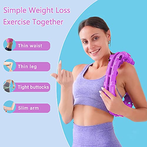 Weighted Hula Smart Hoop for Adults Weight Loss，2 in 1 Abdomen Fitness Massage Hoola Hoops, 24 Detachable Knots Infinity Hoop, Non-Falling Fitness Hoops - UTLTY