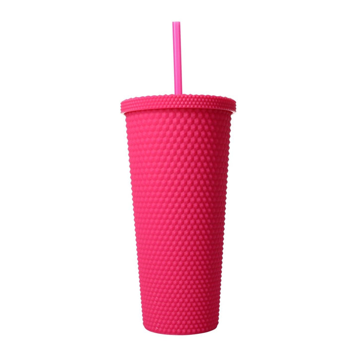 Zegsy 24oz reusable diamond tumbler w/ matching straw - UTLTY