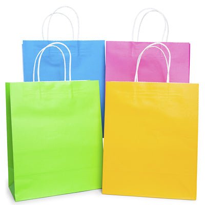 Zegsy 6-count medium neon gift bags 13in x 10.5in - UTLTY