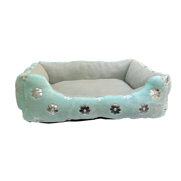 Zegsy cuddler pet bed with metallic foil print 20in x 14in - beige - UTLTY