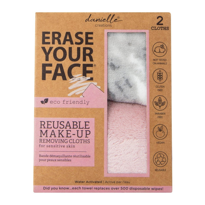 Zegsy erase your face® reusable makeup removing cloths 2-pack - marble & pink - UTLTY