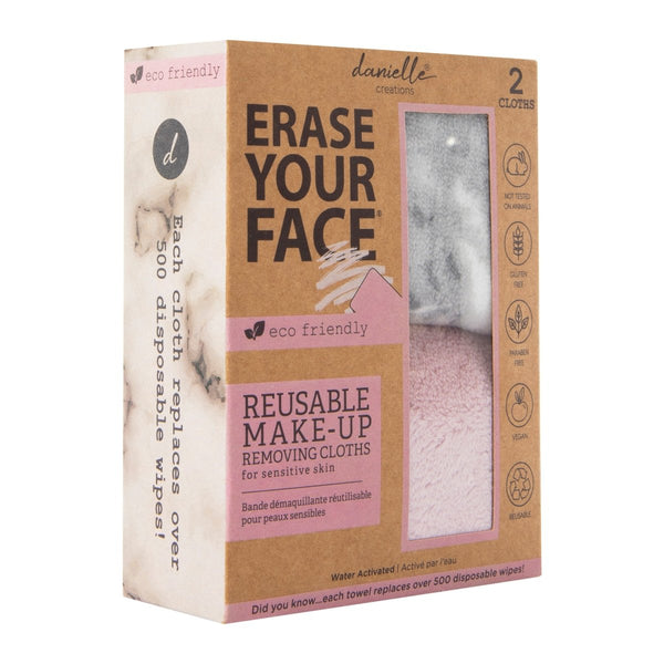 Zegsy erase your face® reusable makeup removing cloths 2-pack - marble & pink - UTLTY