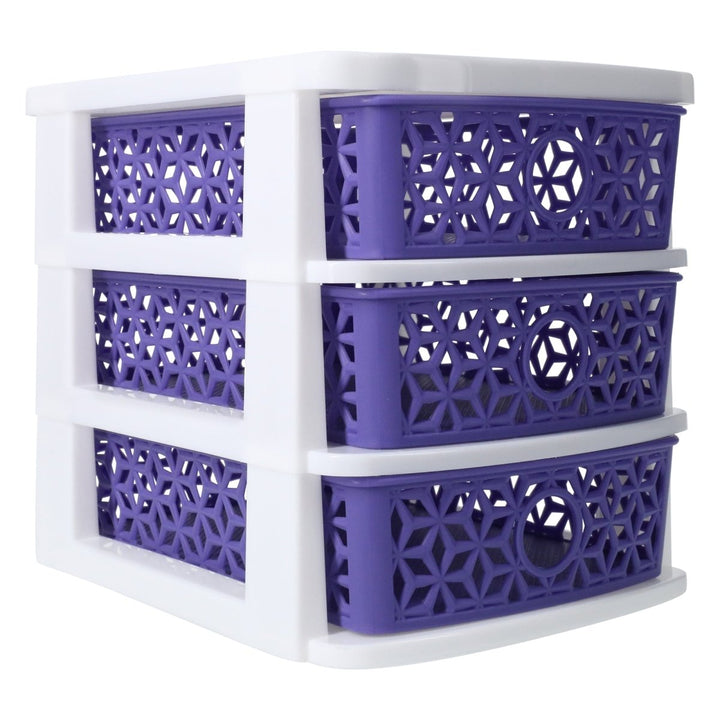 Zegsy kaleidoscope weave 3-drawer mini organizer 7.5in x 6.2in - UTLTY