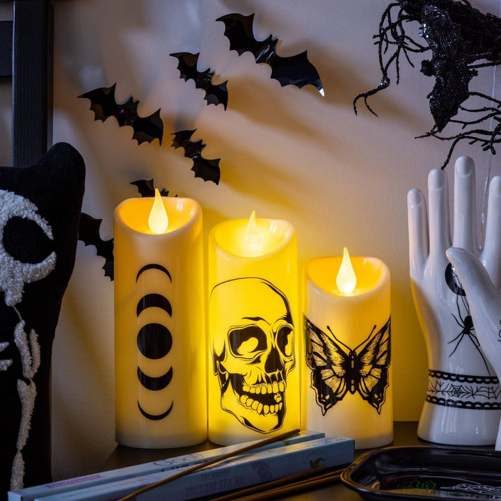 Zegsy LED flameless halloween pillar candles set 3-count - UTLTY