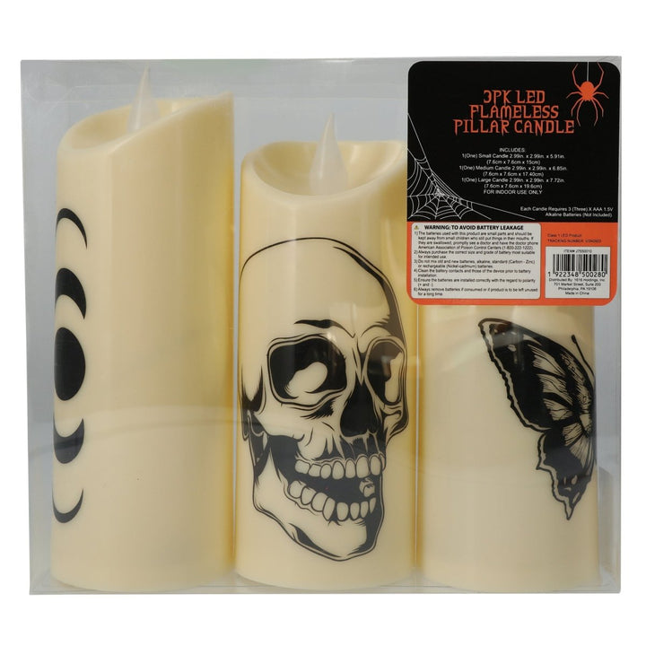 Zegsy LED flameless halloween pillar candles set 3-count - UTLTY