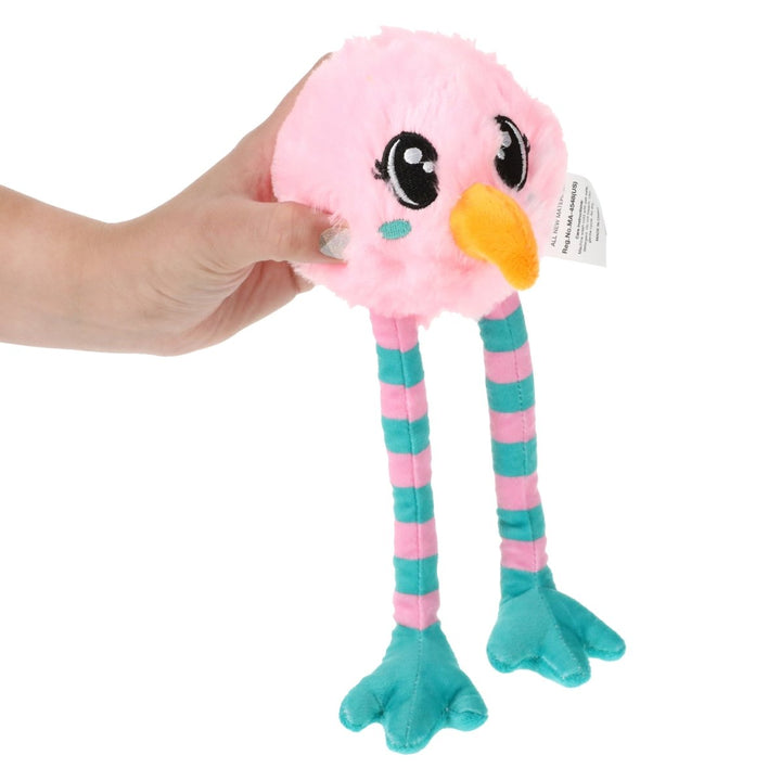 Zegsy spring squeaky plush & rope dog toy 12in - pink - UTLTY